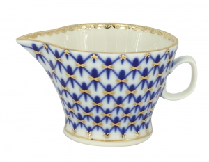 Russian Porcelain Gravy Boat Youth Cobalt Net 5.1 fl.oz/150 ml