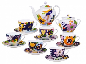 Lomonosov Porcelain Tea Set for 6 persons 14 items Summer Bouquet Lomonosov Porcelain Tea Set for 6 persons 14 items Summer Bouquet