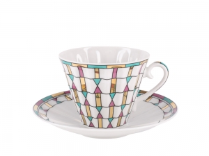 Lomonosov Porcelain Cup and Saucer Radiant Geometry 7.95 oz/235 ml Lomonosov Porcelain Cup and Saucer Radiant Geometry 7.95 oz/235 ml