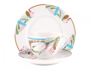 Lomonosov Porcelain Tea Cup Set 3pc Spring Aroma Lomonosov Porcelain Tea Cup Set 3pc Spring Aroma
