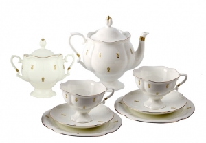 Lomonosov Porcelain Tea Set Service Natasha Eyelets 20 pc Lomonosov Porcelain Tea Set Service Natasha Eyelets 20 pc