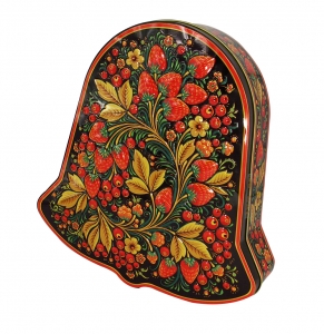 Lomonosov Black Tea 5.3 oz/150 gr in Metal Bell Box Khokhloma Painting Lomonosov Black Tea 5.3 oz/150 gr in Metal Bell Box Khokhloma Painting