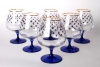 Imperial Porcelain Factory Cognac Brandy Glass 18.6 fl.oz Set 6 pc Cobalt Net 