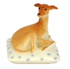 Italian Grayhound Dog on Spotted Pillow Lomonosov Porcelain Figurine