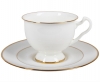 Lomonosov Imperial Porcelain Bone China Cup and Saucer Aisedora Golden Ribbon