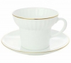 Lomonosov Imperial Porcelain Bone China Cup and Saucer Wave Gold Edging