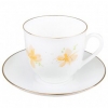 Lomonosov Imperial Porcelain Bone China Cup and Saucer Yellow Flowers