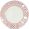 Lomonosov Imperial Porcelain Cake Dessert Tulip Plate Red Net
