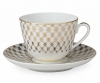 Lomonosov Imperial Porcelain Tea Cup Set Spring Jazz Golden Net 7.8 oz/230ml