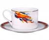 Lomonosov Imperial Porcelain Tea Set Cup and Saucer Premium Flame Flower (2) 9.1oz/270 ml