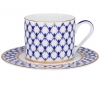 Lomonosov Imperial Porcelain Tea Set Cup and Saucer Solo Cobalt Net 7.4 oz/220 ml