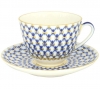 Lomonosov Imperial Porcelain Tea Set Cup and Saucer Spring Cobalt Net 7.8 oz/230 ml
