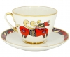Lomonosov Imperial Porcelain Tea Set Cup and Saucer Spring Red Horse 7.8 oz/230 ml