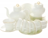 Lomonosov Imperial Porcelain Tea Set Gold Edging WHITE Bone China 6/20