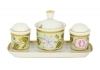 Lomonosov Imperial Porcelain Salt Pepper Spice Set 4 pc Jade Background