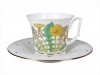 Russian Porcelain Bone China Porcelain Tea Cup and Saucer Yulia Sunny Bouquet 7 fl.oz/210 ml