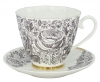 Lomonosov Imperial Bone China Tea Set Carnation Black Summer 2pc 6.8 oz/200 ml