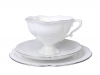 Lomonosov Bone China Tea Set Cup 7.8 oz/220 ml, Saucer and Cake Plate Natasha Platinum Ribbon 3pc 
