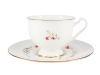 Lomonosov Bone China Tea Set Cup and Saucer Aisedora Cranberry