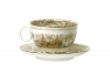 Lomonosov Porcelain Tea Cup and Saucer Apple Landscape Frieze 5.4 fl. oz/160 ml