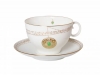 Lomonosov Porcelain Tea Cup and Saucer Apple Golden Medallion 5.4 fl. oz/160 ml