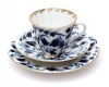 Russian Porcelain Porcelain Set 3pc Cup, Saucer and Plate Radiant Blue Bells 7.95 oz/235 ml 