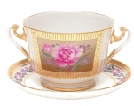 Lomonosov Imperial Porcelain Soup Bowl and Saucer Recollection 12.7 oz/360 ml 