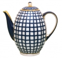 Russian Porcelain Porcelain Coffee Pot 8-Cup  with Lid Cobalt Cell 40 fl.oz/1200 ml