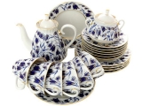 Lomonosov Imperial Porcelaine Blue Bells Tea Set 6/21