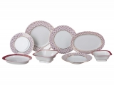 Lomonosov Porcelain Dinner Set Youth Red Net 24-pieces