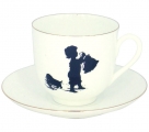 Lomonosov Imperial Porcelain Bone China Cup and Saucer Little Boy Helper 6.1 fl.oz/180ml