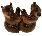 Brown Bear Babies Egg Holder Lomonosov Imperial Porcelain Figurine