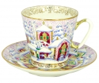 Lomonosov Imperial Porcelain Cup and Saucer Bone China Black Coffee Winter Day 2.71 fl.oz/80 ml