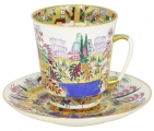 Lomonosov Imperial Porcelain Cup and Saucer Bone China May Spring