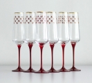 Lomonosov Glass Champagne Bubbly Wine Set Red Net 6 pc