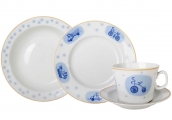 Lomonosov Imperial Porcelain Baby Set 4ps: Cups with saucer, Plate and Bowl Cars