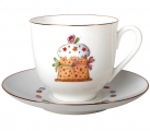 Lomonosov Imperial Porcelain Bone China Cup and Saucer Easter Cake