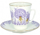 Lomonosov Imperial Porcelain Bone China Cup and Saucer May Dandelion