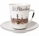 Lomonosov Imperial Porcelain Bone China Cup and Saucer May Good-bye St.Petersburg (1)