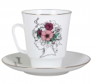 Lomonosov Imperial Porcelain Bone China Cup and Saucer May Singing Soul 5.6 fl.oz/165 ml 2 pc