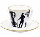Lomonosov Imperial Porcelain Bone China Espresso Cup and Saucer Meeting