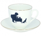 Lomonosov Imperial Porcelain Bone China Cup and Saucer Tea Time 6.1 fl.oz/180ml
