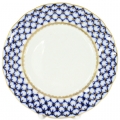 Lomonosov Imperial Porcelain Dessert Plate Cobalt Net Cake Tulip 5.9"/150 mm