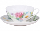 Lomonosov Imperial Porcelain Tea Set Cup and Saucer Dome Wildflowers #2