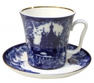 Lomonosov Imperial Porcelain Mug and Saucer Frosty Day Leningradskii 12.2 fl.oz/360 ml