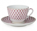 Lomonosov Imperial Porcelain Tea Cup Set Spring Red Net 7.8 oz/230ml
