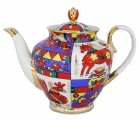 Lomonosov Imperial Porcelain Tea Pot Spring Folk Patterns 4 Cups