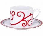 Lomonosov Imperial Porcelain Tea Set Cup and Saucer Solo Red Reindeer 10.1oz/300 ml