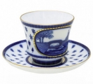 Lomonosov Imperial Porcelain Tea Set Cup and Saucer Swan Bridge 7.4 oz/220 ml