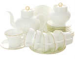 Lomonosov Imperial Porcelain Tea Set Gold Edging WHITE Bone China 6/20